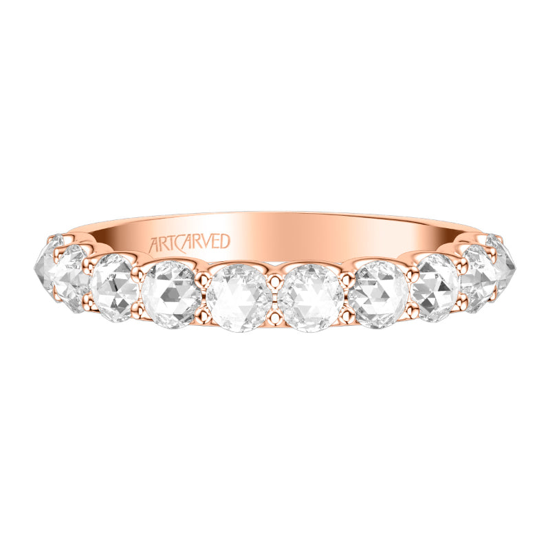 Artcarved Bridal Mounted with Side Stones Classic Rose Goldcut Diamond Anniversary Band 18K Rose Gold