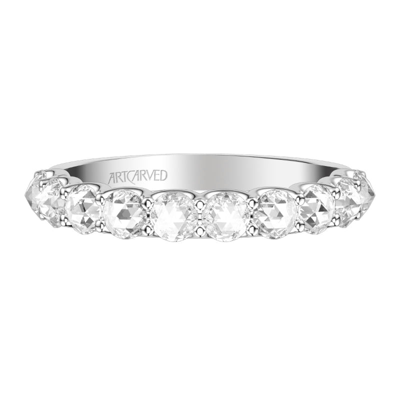 Artcarved Bridal Mounted with Side Stones Classic Rose Goldcut Diamond Anniversary Band 14K White Gold