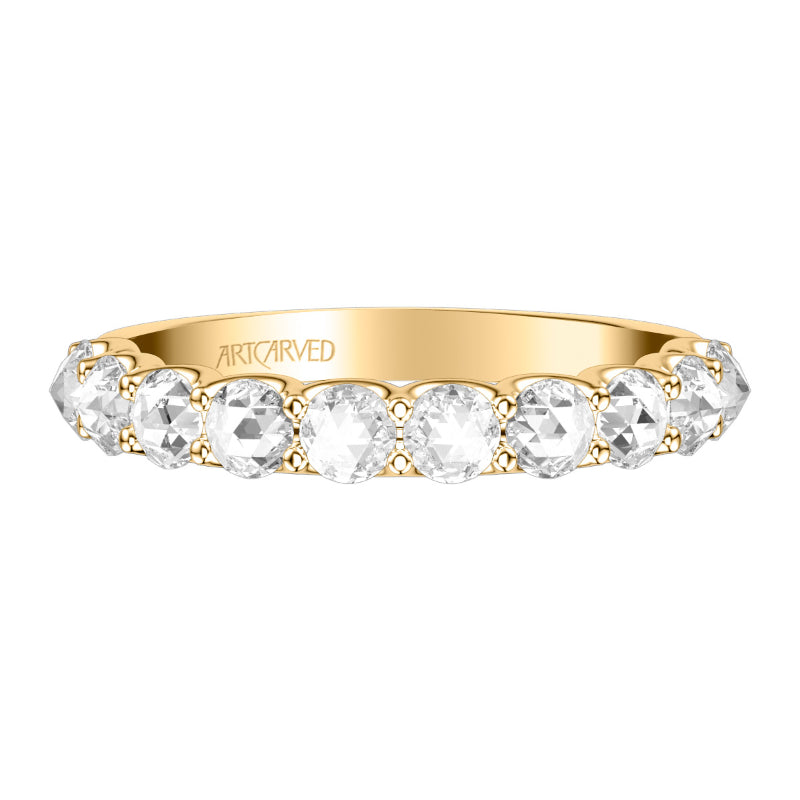 Artcarved Bridal Mounted with Side Stones Classic Rose Goldcut Diamond Anniversary Band 14K Yellow Gold