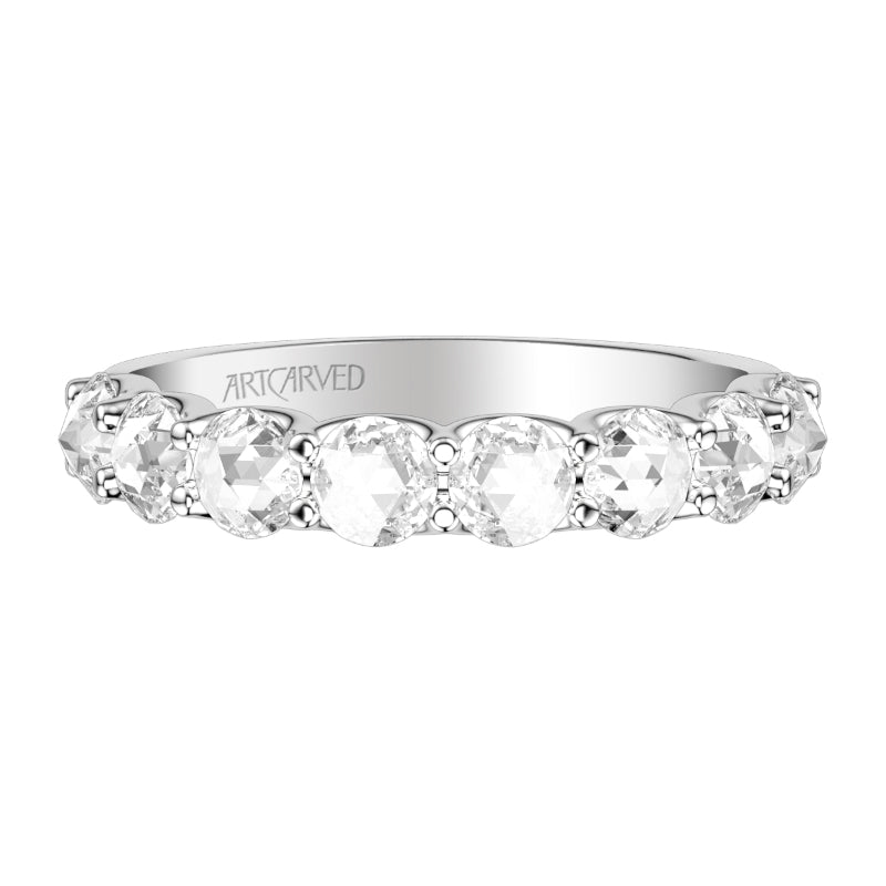 Artcarved Bridal Mounted with Side Stones Classic Rose Goldcut Diamond Anniversary Band 14K White Gold