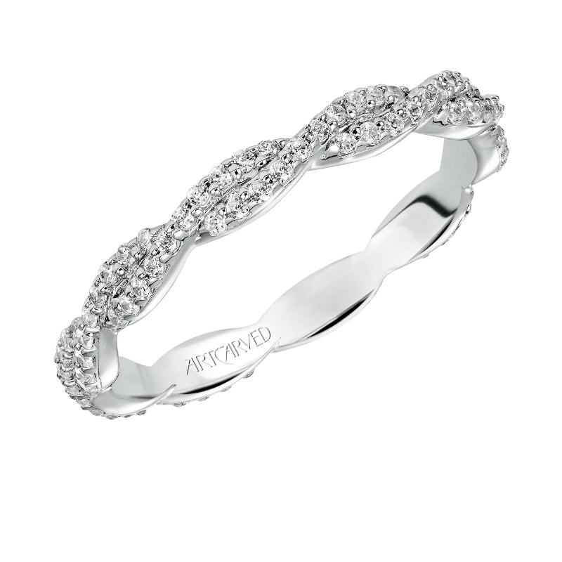 Artcarved Bridal Mounted with Side Stones Contemporary Eternity Diamond Anniversary Band 14K White Gold