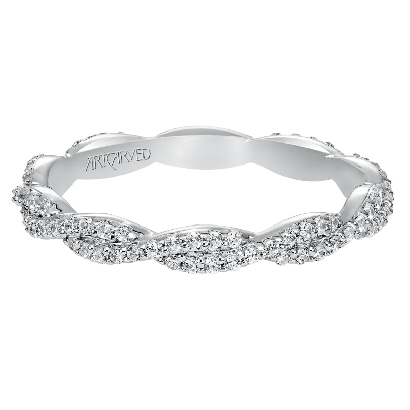 Artcarved Bridal Mounted with Side Stones Contemporary Eternity Diamond Anniversary Band 14K White Gold