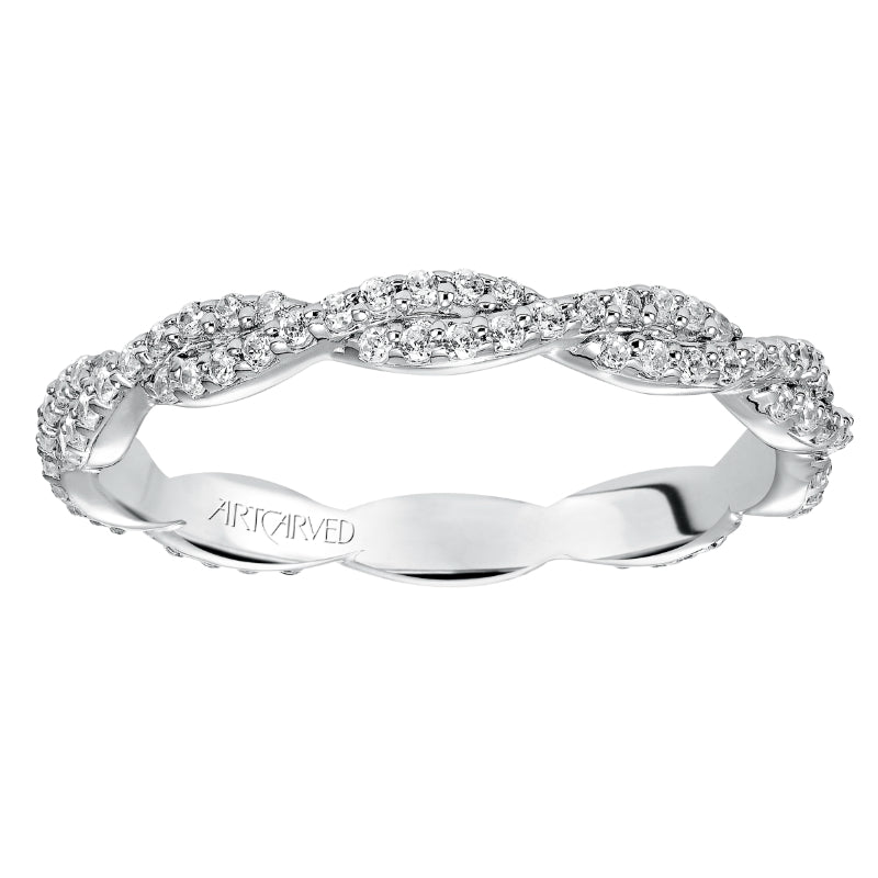 Artcarved Bridal Mounted with Side Stones Contemporary Eternity Diamond Anniversary Band 14K White Gold
