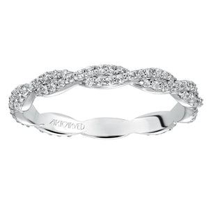 Artcarved Bridal Mounted with Side Stones Contemporary Eternity Diamond Anniversary Band 14K White Gold