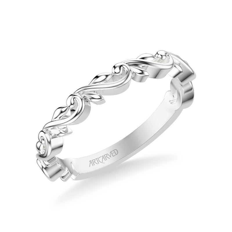 Artcarved Bridal Band No Stones Classic Lyric Anniversary Ring 14K White Gold