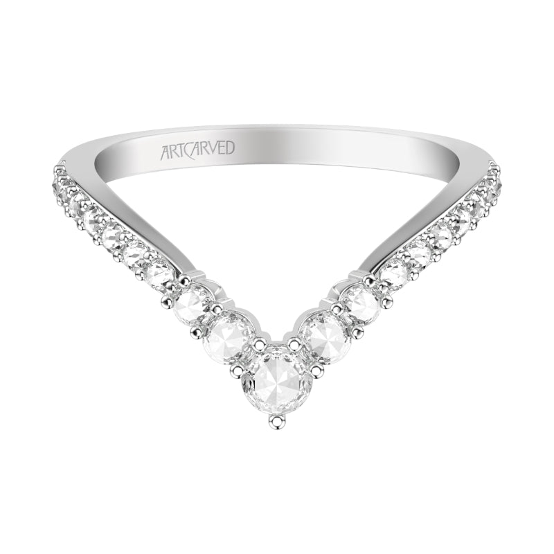 Artcarved Bridal Mounted with Side Stones Contemporary Diamond Anniversary Ring 18K White Gold