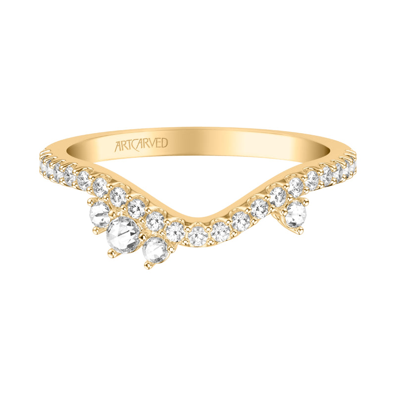 Artcarved Bridal Mounted with Side Stones Contemporary Diamond Anniversary Ring 14K Yellow Gold