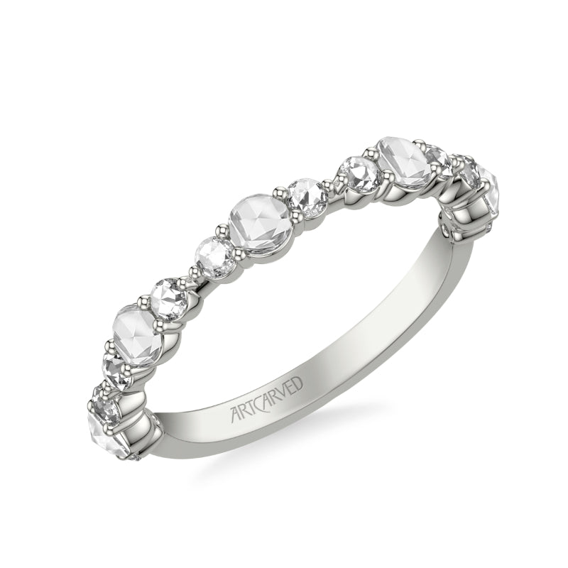 Artcarved Bridal Mounted with Side Stones Contemporary Diamond Anniversary Band 14K White Gold