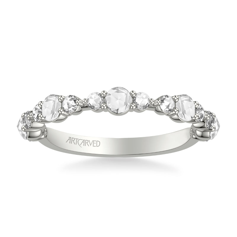Artcarved Bridal Mounted with Side Stones Contemporary Diamond Anniversary Band 14K White Gold
