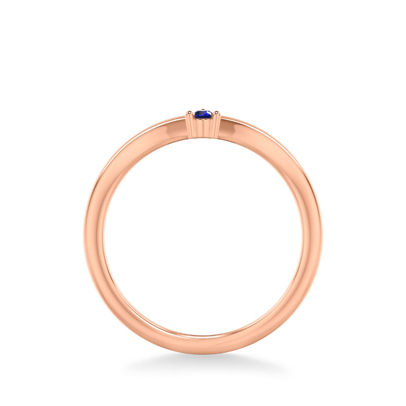 Artcarved Bridal Mounted with Side Stones Contemporary Anniversary Band 18K Rose Gold & Blue Sapphire