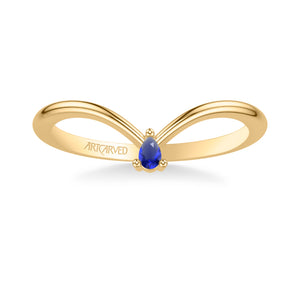 Artcarved Bridal Mounted with Side Stones Contemporary Anniversary Band 18K Yellow Gold & Blue Sapphire