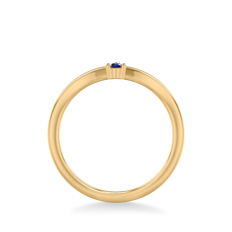 Artcarved Bridal Mounted with Side Stones Contemporary Anniversary Band 14K Yellow Gold & Blue Sapphire