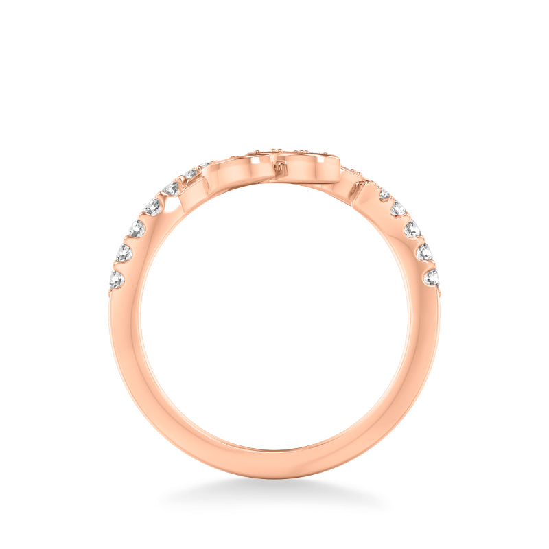 Artcarved Bridal Mounted with Side Stones Contemporary Anniversary Ring 14K Rose Gold & Blue Sapphire