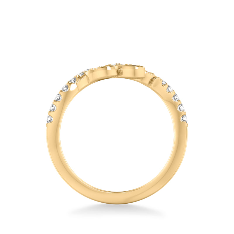 Artcarved Bridal Mounted with Side Stones Contemporary Anniversary Ring 18K Yellow Gold & Blue Sapphire
