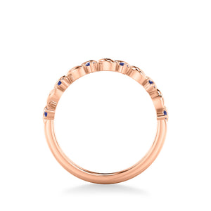 Artcarved Bridal Mounted with Side Stones Contemporary Anniversary Ring 14K Rose Gold & Blue Sapphire