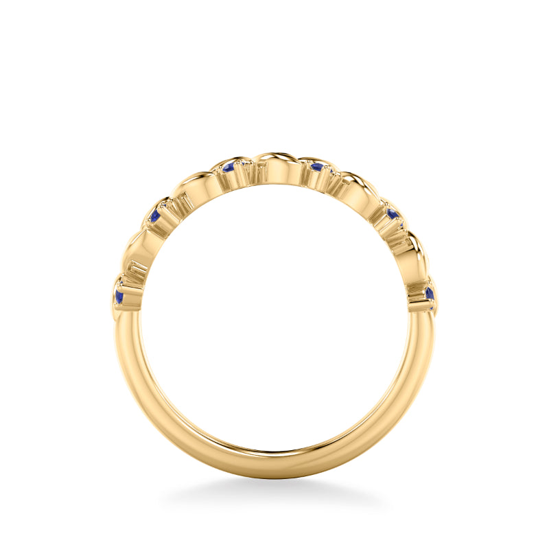 Artcarved Bridal Mounted with Side Stones Contemporary Anniversary Ring 14K Yellow Gold & Blue Sapphire