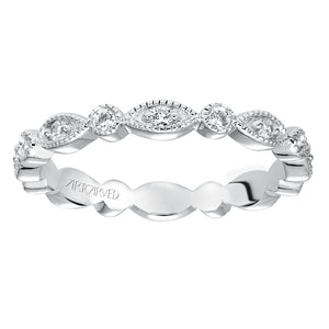 Artcarved Bridal Mounted with Side Stones Vintage Eternity Diamond Anniversary Band 14K White Gold