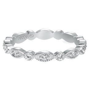 Artcarved Bridal Mounted with Side Stones Vintage Eternity Diamond Anniversary Band 14K White Gold