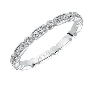 Artcarved Bridal Mounted with Side Stones Vintage Eternity Diamond Anniversary Band 14K White Gold