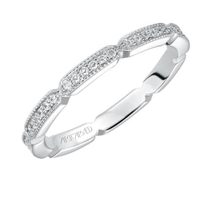 Artcarved Bridal Mounted with Side Stones Vintage Eternity Diamond Anniversary Band 14K White Gold