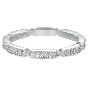 Artcarved Bridal Mounted with Side Stones Vintage Eternity Diamond Anniversary Band 14K White Gold
