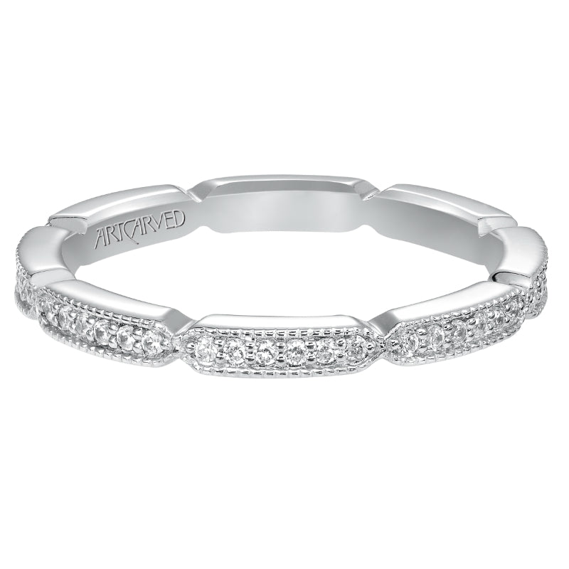 Artcarved Bridal Mounted with Side Stones Vintage Eternity Diamond Anniversary Band 14K White Gold