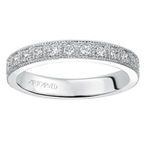 Artcarved Bridal Mounted with Side Stones Vintage Eternity Diamond Anniversary Band 14K White Gold