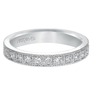 Artcarved Bridal Mounted with Side Stones Vintage Eternity Diamond Anniversary Band 14K White Gold