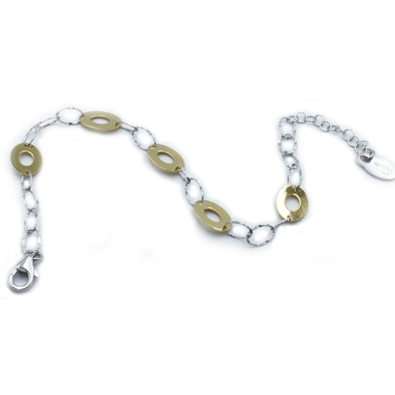 Frederic Duclos Sterling Silver And Yellow Gold Plated Oval Delight Bracelet