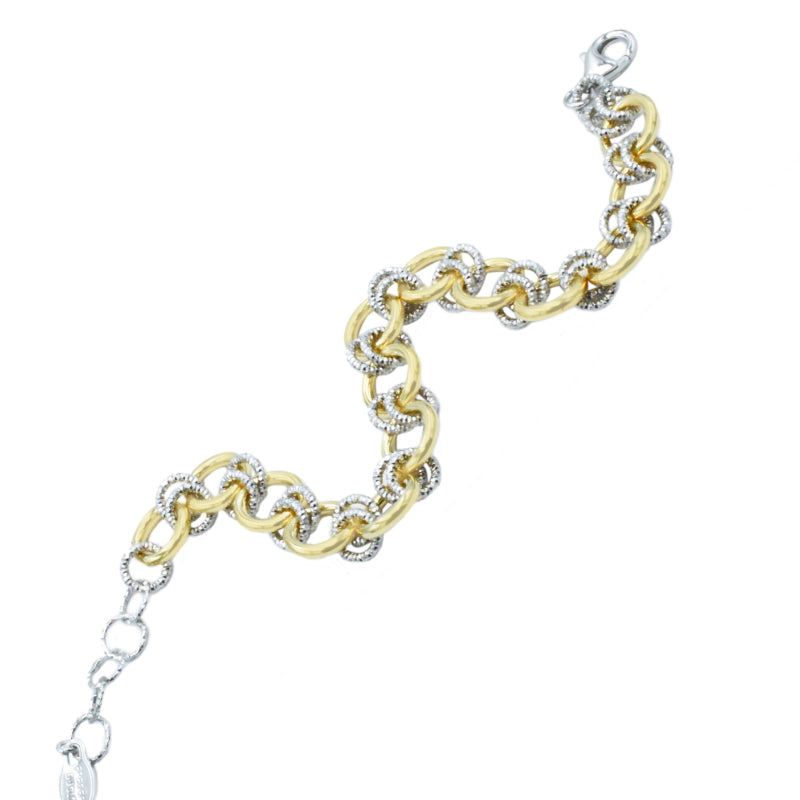 Frederic Duclos Sterling Silver And Yellow Gold Plated Ring Sequence Bracelet