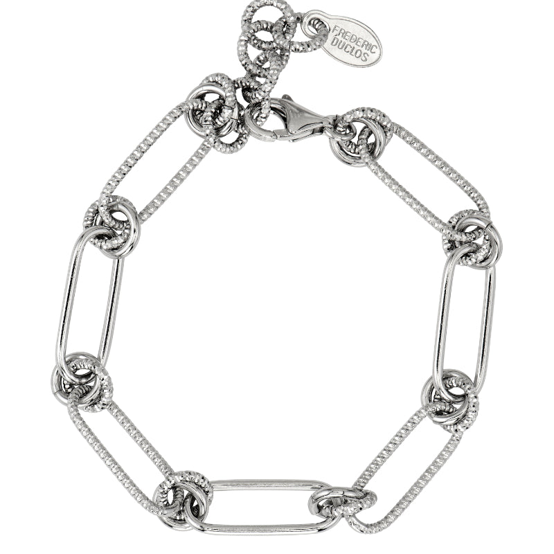 Frederic Duclos Sterling Silver Smoothe And Texture Paperclip Bracelet