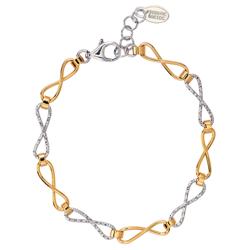Frederic Duclos Sterling Silver And Yellow Gold Plated Infinity Bracelet
