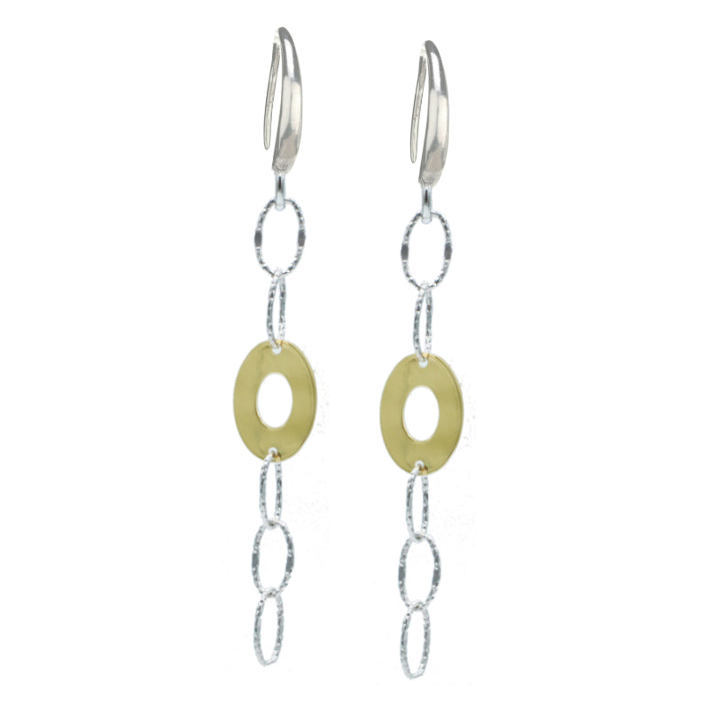 Frederic Duclos Sterling Silver And Yellow Gold Plated Oval Delight Earrings