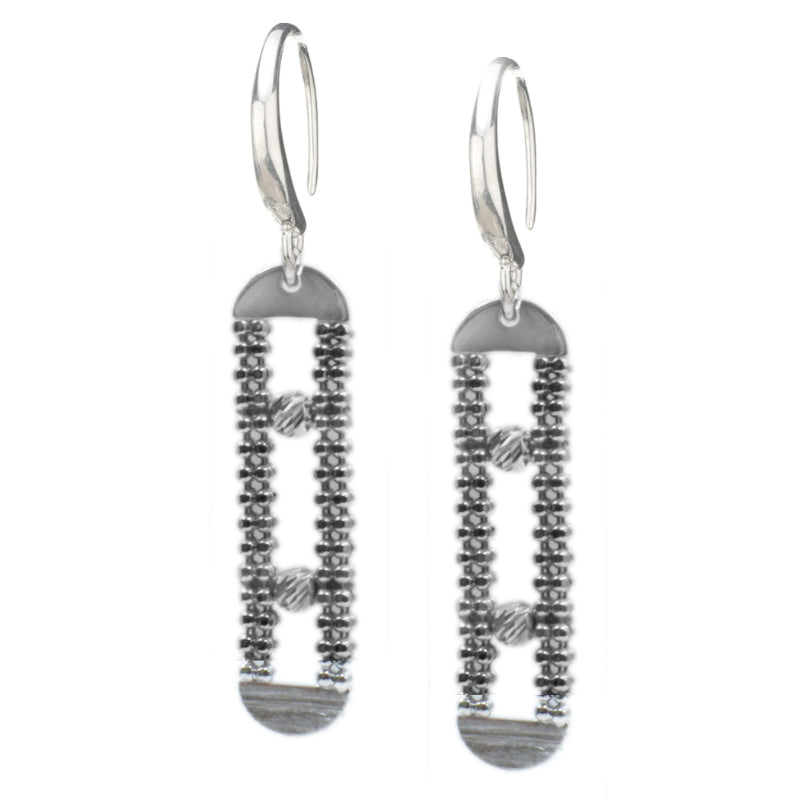 Frederic Duclos Sterling Silver Caviar Ladder Earrings