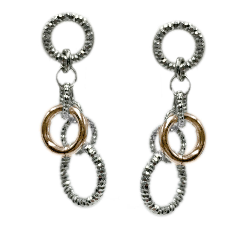 Frederic Duclos Sterling Silver And Rose Gold Plated Circle Dance Earrings