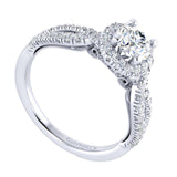 Gabriel & Co. 14k White Gold Victorian Halo Engagement Ring