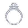 Gabriel & Co. 14k White Gold Victorian Halo Engagement Ring