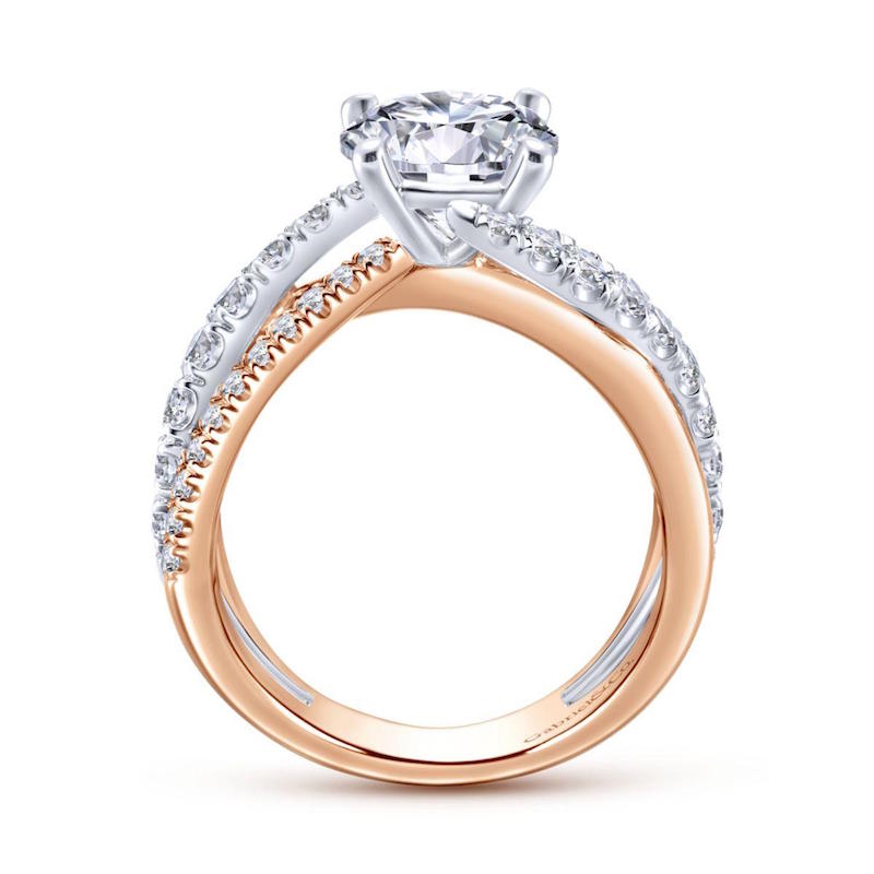 Gabriel & Co. 14k Two Tone Gold Contemporary Free Form Engagement Ring