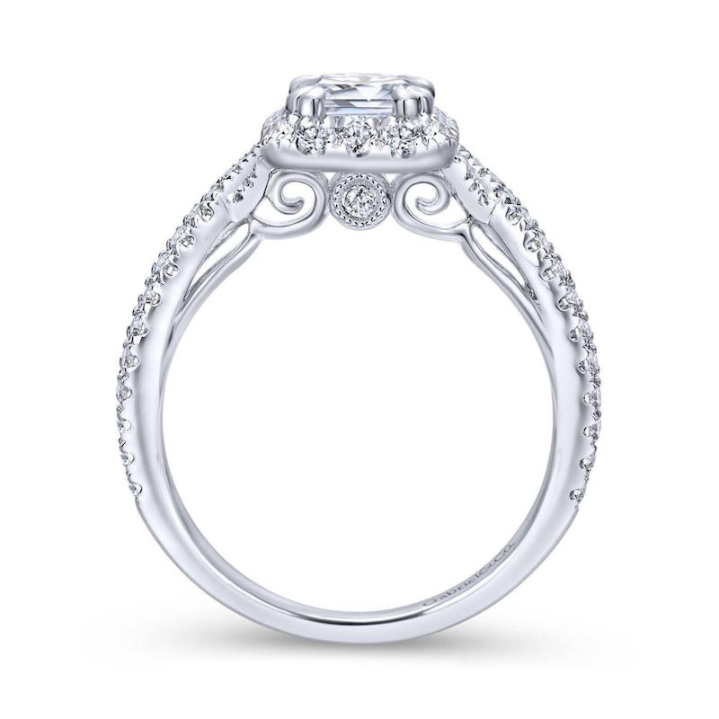 Gabriel & Co. 14k White Gold Contemporary Halo Engagement Ring