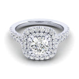 Gabriel & Co. 14k White Gold Entwined Double Halo Engagement Ring