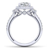 Gabriel & Co. 14k White Gold Victorian 3 Stone Halo Engagement Ring