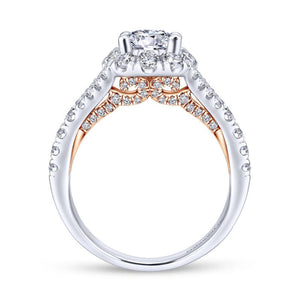 Gabriel & Co. 14k Two Tone Gold Blush Halo Engagement Ring