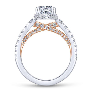 Gabriel & Co. 14k Two Tone Gold Crown Straight Engagement Ring