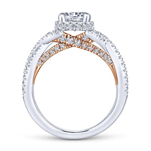 Gabriel & Co. 14k Two Tone Gold Crown Twisted Engagement Ring