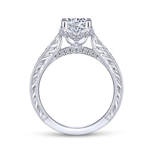 Gabriel & Co. 14k White Gold Victorian Straight Engagement Ring