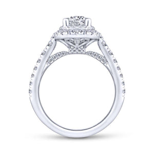 Gabriel & Co. 14k White Gold Rosette Double Halo Engagement Ring