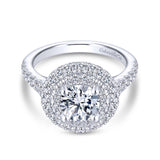 Gabriel & Co. 14k White Gold Rosette Double Halo Engagement Ring
