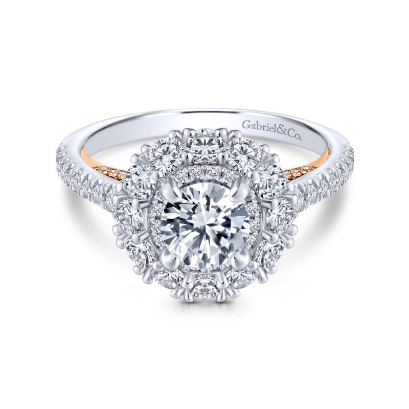 Gabriel & Co. 14k Two Tone Gold Embrace Double Halo Engagement Ring