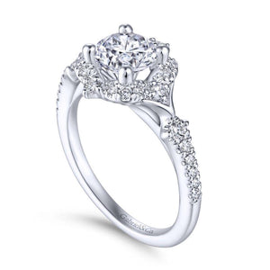 Gabriel & Co. 14k White Gold Art Deco Halo Engagement Ring