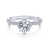 Gabriel & Co. 14k White Gold Victorian Straight Engagement Ring